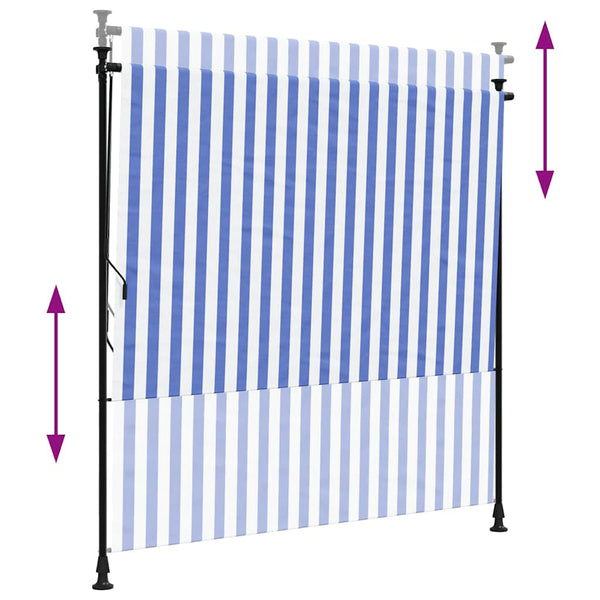 Blau-Weißes Außenrollo 150x270 cm