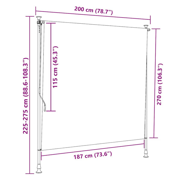 Gelb-Weißes Aussenrollo 200x270 cm