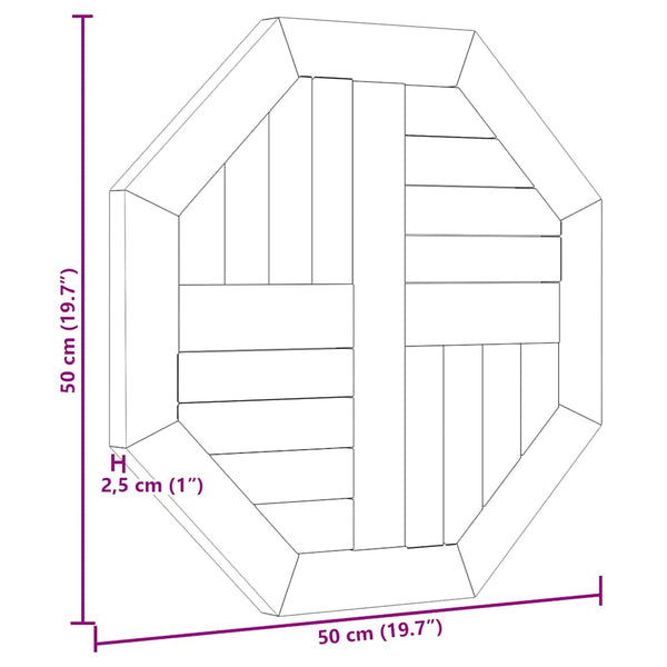 Teak Tischplatte Achteckig 50x50 cm