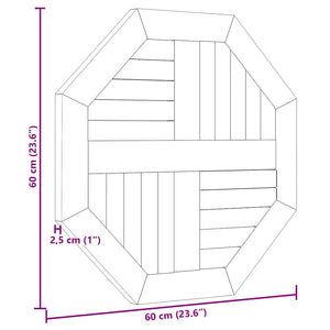 Teak Tischplatte 60x60 cm Achteckig