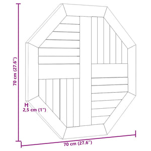 Teak Tischplatte 70x70 Achteckig