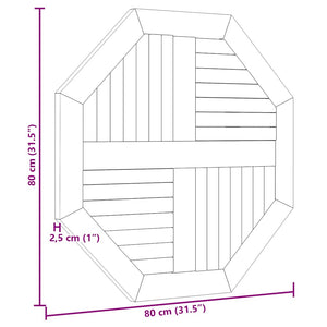 Teak Tischplatte 80x80 cm Achteckig