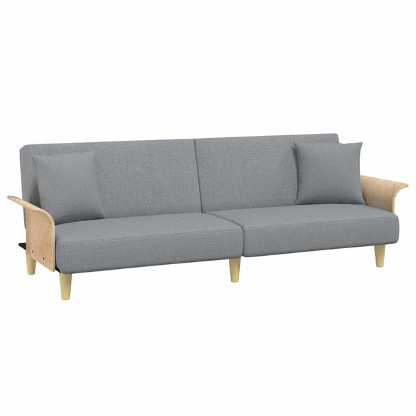 Schlafsofa 2-Sitzer Hellgrau Samt mit Hocker