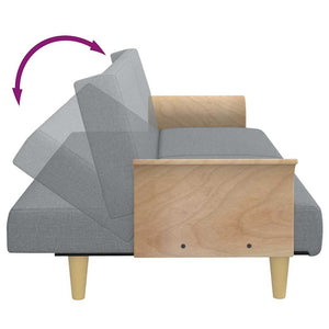 Schlafsofa 2-Sitzer Hellgrau Samt mit Hocker