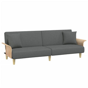 Schlafsofa 2-Sitzer mit Hocker Dunkelgrau Samt