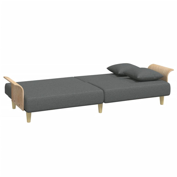 Schlafsofa 2-Sitzer mit Hocker Dunkelgrau Samt