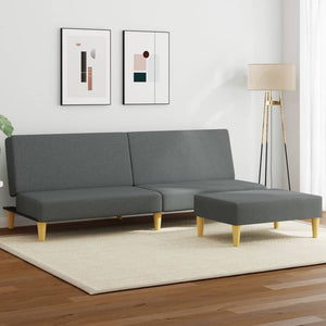 Schlafsofa 2-Sitzer mit Hocker Dunkelgrau Samt