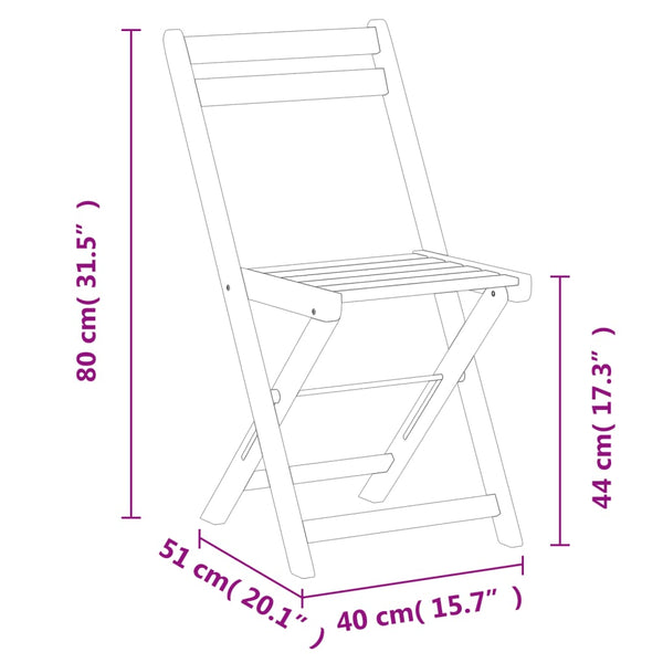 vidaXL Chaises de bistrot pliantes 6 pcs Bois d'acacia massif