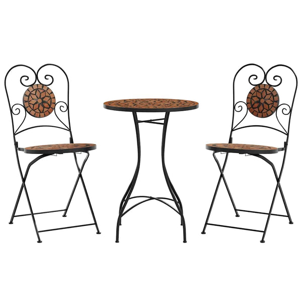 vidaXL Ensemble de bistrot mosaïque terracotta fer et céramique