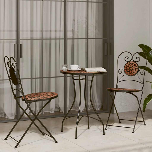vidaXL Ensemble de bistrot mosaïque terracotta fer et céramique