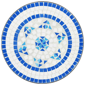 vidaXL Ensemble bistrot mosaïque bleu et blanc en fer et céramique
