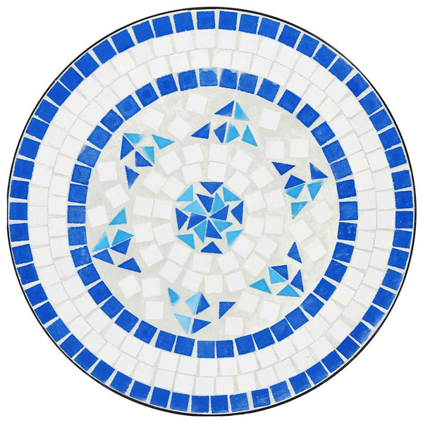 vidaXL Ensemble bistrot mosaïque bleu et blanc en fer et céramique