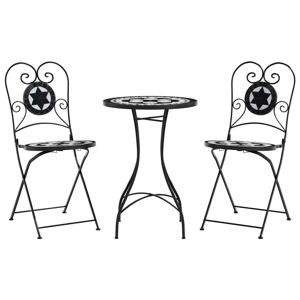 Mosaik Bistro Set Schwarz-Weiß