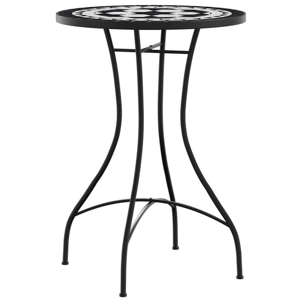 vidaXL Ensemble de bistrot mosaïque noir et blanc en fer et céramique