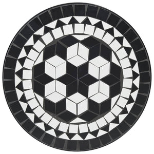 vidaXL Ensemble de bistrot mosaïque noir et blanc en fer et céramique