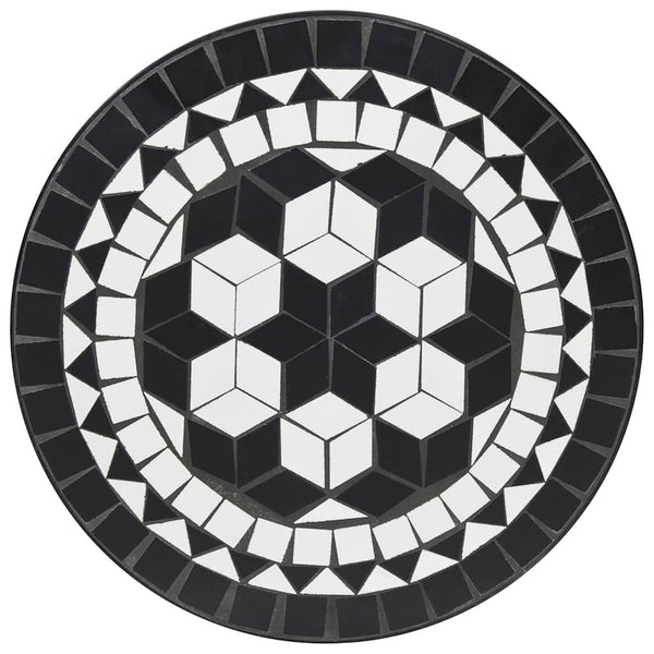 vidaXL Ensemble de bistrot mosaïque noir et blanc en fer et céramique