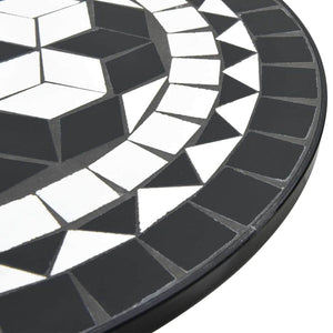 vidaXL Ensemble de bistrot mosaïque noir et blanc en fer et céramique