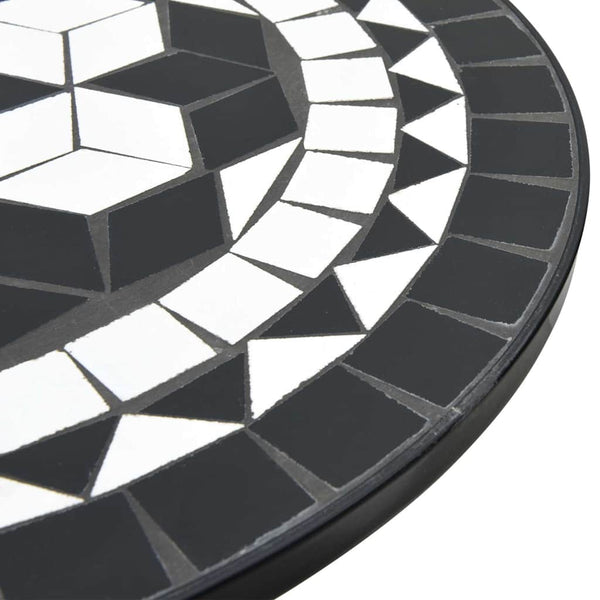 vidaXL Ensemble de bistrot mosaïque noir et blanc en fer et céramique