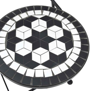 vidaXL Ensemble de bistrot mosaïque noir et blanc en fer et céramique