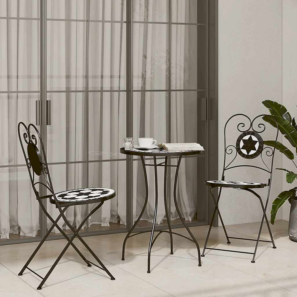 Mosaik Bistro Set Schwarz-Weiß