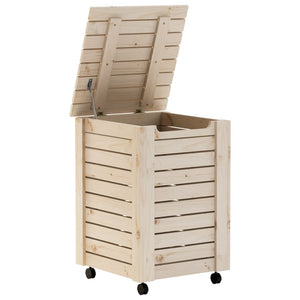 Wäschekorb Kiefer Massivholz mit Rollen 45x64 cm