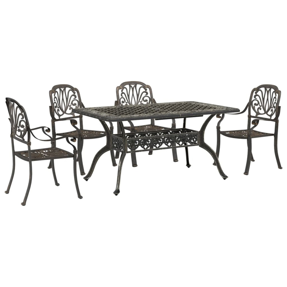 vidaXL Salon de jardin 5 pcs en fonte d'aluminium Bronze