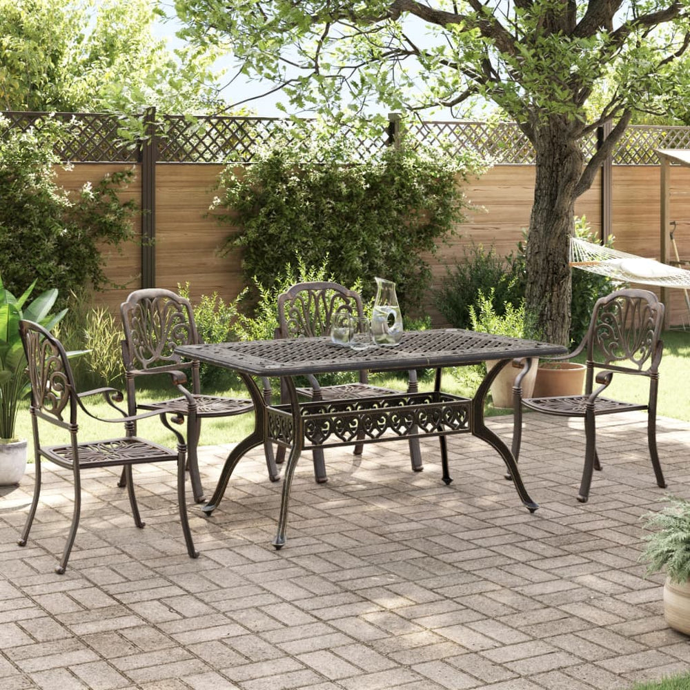 vidaXL Salon de jardin 5 pcs en fonte d'aluminium Bronze