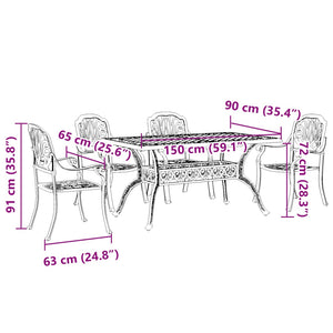 vidaXL Salle à manger de jardin 5 pcs en fonte d'aluminium noire