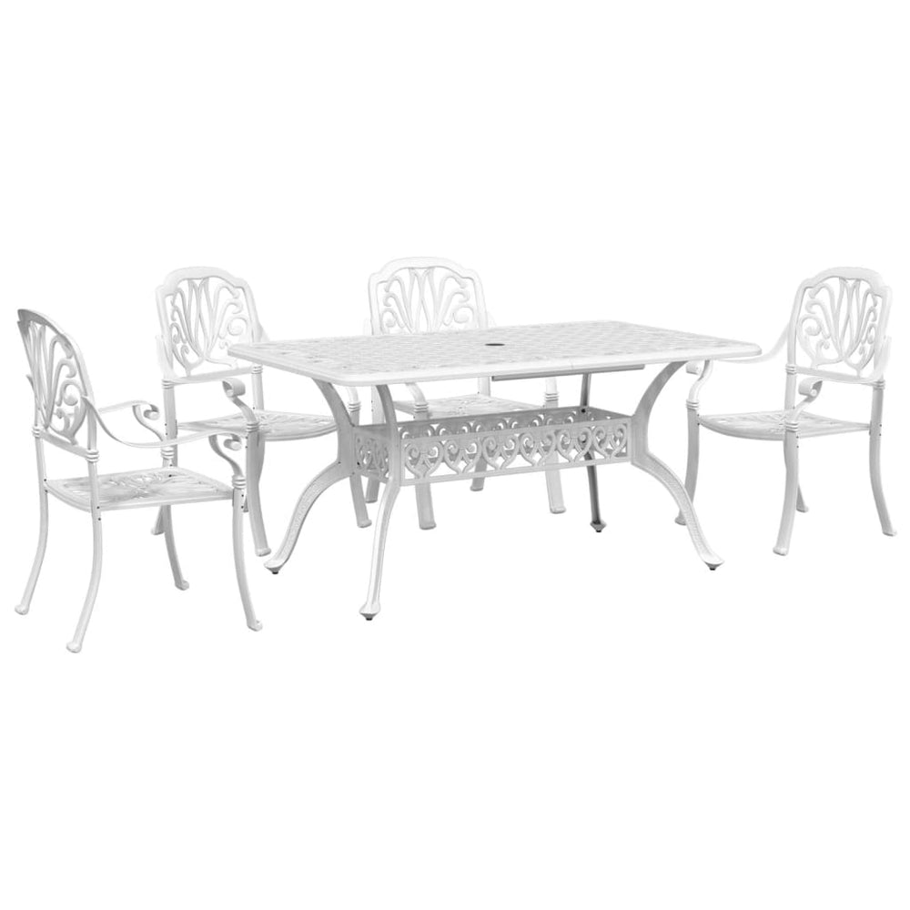 vidaXL Ensemble de salle à manger de jardin 5 pcs Blanc Aluminium moulé