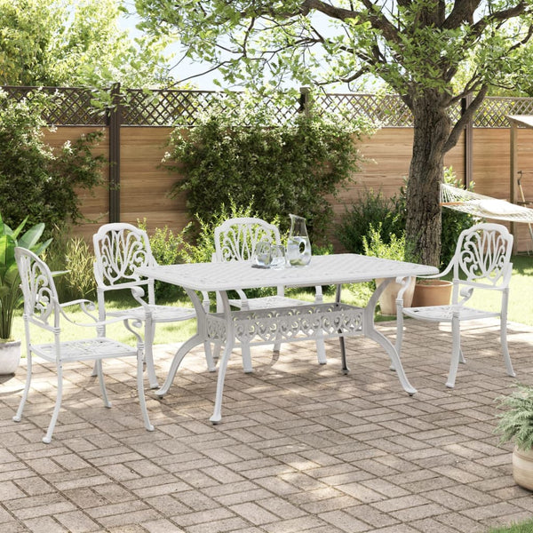 vidaXL Ensemble de salle à manger de jardin 5 pcs Blanc Aluminium moulé