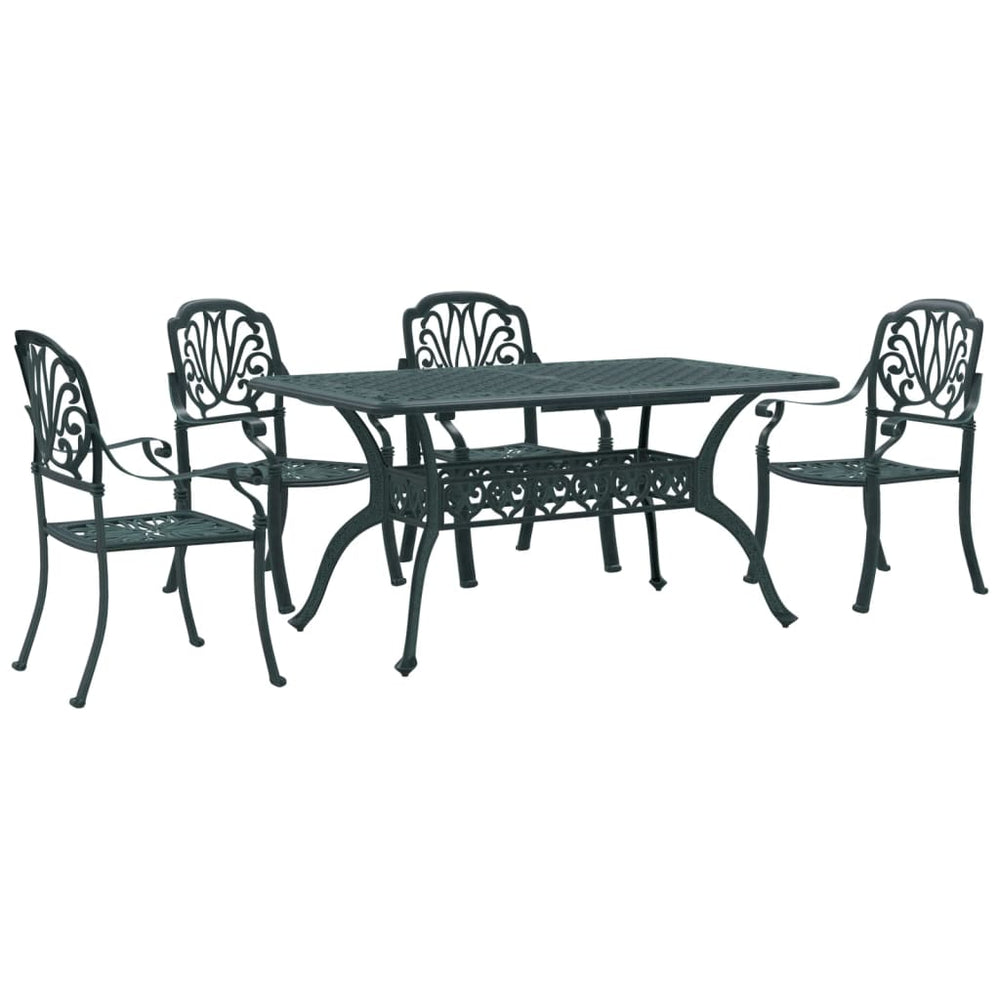 vidaXL Ensemble de salle à manger de jardin 5 pcs Vert Fonte d'aluminium