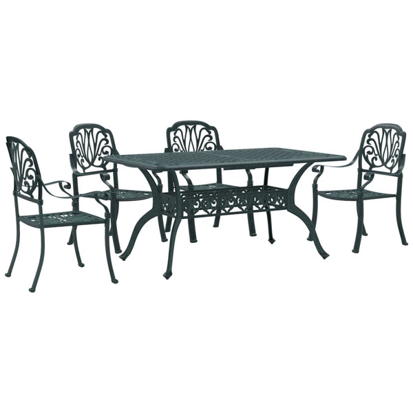 vidaXL Ensemble de salle à manger de jardin 5 pcs Vert Fonte d'aluminium