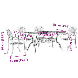 vidaXL Ensemble de salle à manger de jardin 5 pcs Vert Fonte d'aluminium