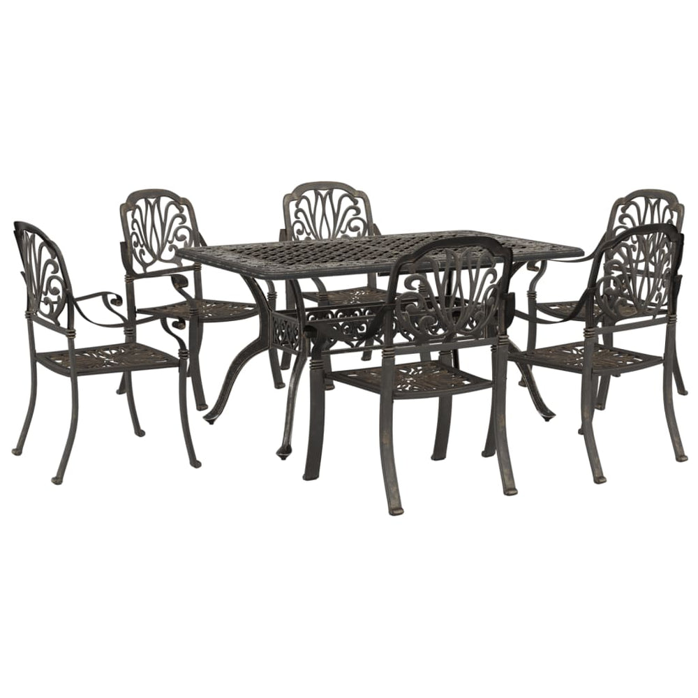 vidaXL Ensemble de salle à manger de jardin 7 pcs Aluminium moulé Bronze