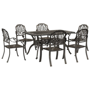 vidaXL Ensemble de salle à manger de jardin 7 pcs Aluminium moulé Bronze