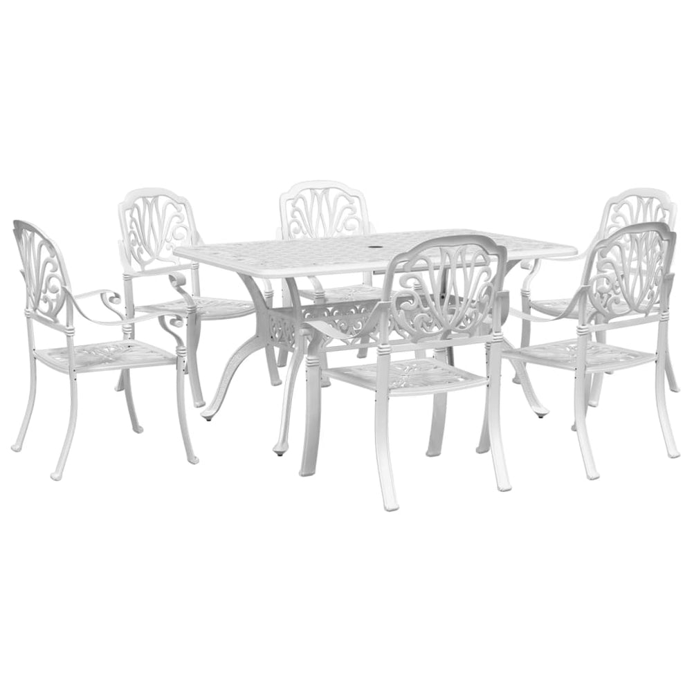 vidaXL Ensemble de salle à manger de jardin 7 pièces Blanc Aluminium moulé