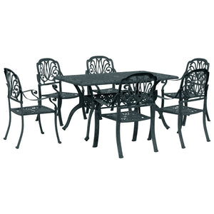 vidaXL Salon de jardin à manger 7 pcs en fonte d'aluminium vert