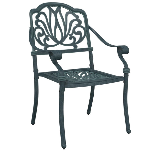 vidaXL Salon de jardin à manger 7 pcs en fonte d'aluminium vert