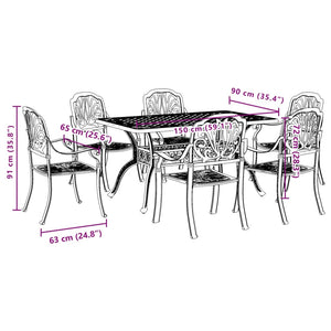 vidaXL Salon de jardin à manger 7 pcs en fonte d'aluminium vert