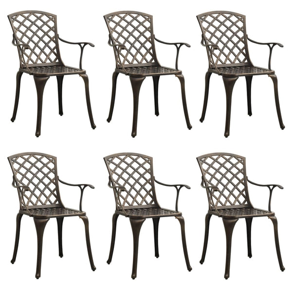 vidaXL Chaises de jardin 6 pcs Fonte d'aluminium Bronze