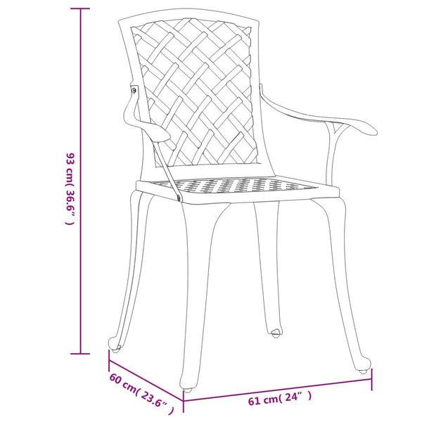 vidaXL Chaises de jardin 6 pcs Fonte d'aluminium Bronze