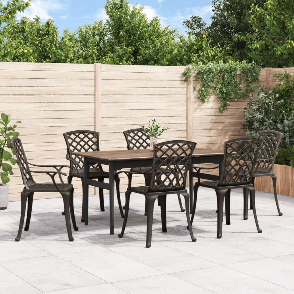 vidaXL Chaises de jardin 6 pcs Fonte d'aluminium Bronze