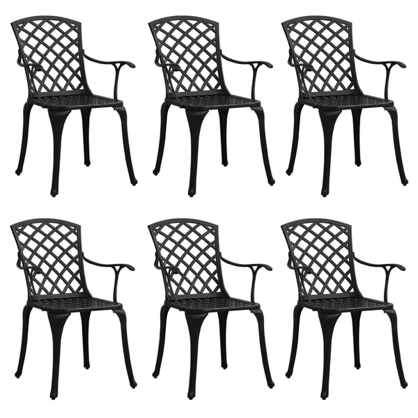 vidaXL Chaises de jardin 6 pcs Fonte d'aluminium Noir