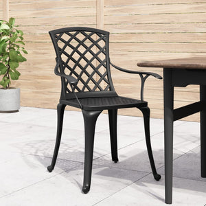 vidaXL Chaises de jardin 6 pcs Fonte d'aluminium Noir
