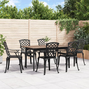 vidaXL Chaises de jardin 6 pcs Fonte d'aluminium Noir