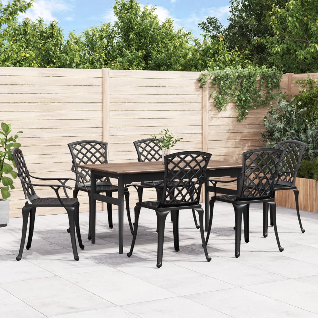 vidaXL Chaises de jardin 6 pcs Fonte d'aluminium Noir