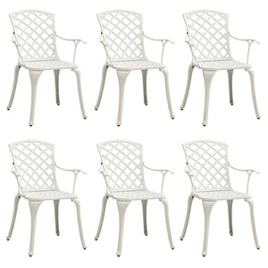 vidaXL Chaises de jardin 6 pcs Aluminium moulé Blanc