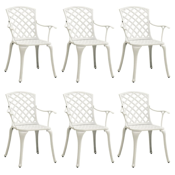 vidaXL Chaises de jardin 6 pcs Aluminium moulé Blanc