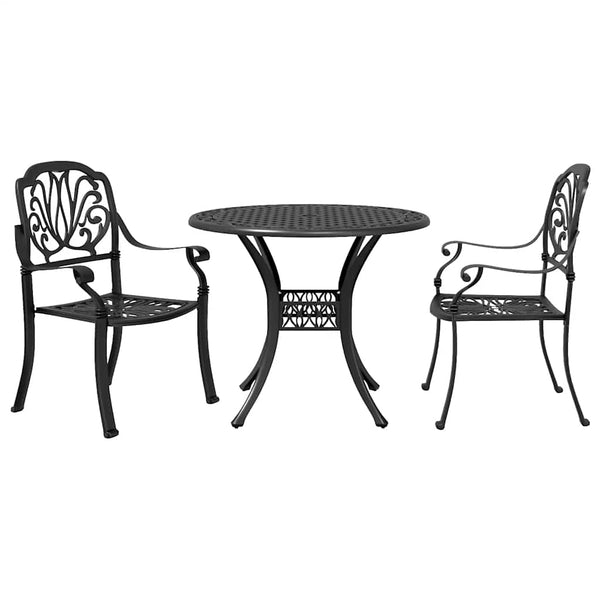 vidaXL Ensemble bistrot 3 pcs. noir en fonte d'aluminium