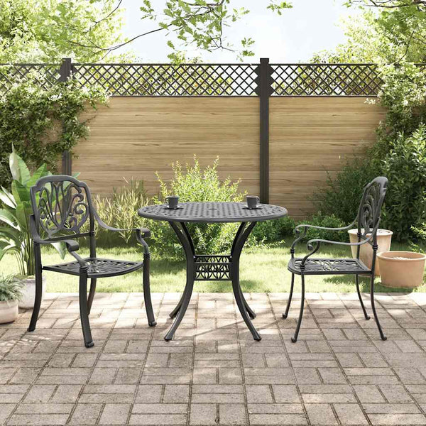 vidaXL Ensemble bistrot 3 pcs. noir en fonte d'aluminium